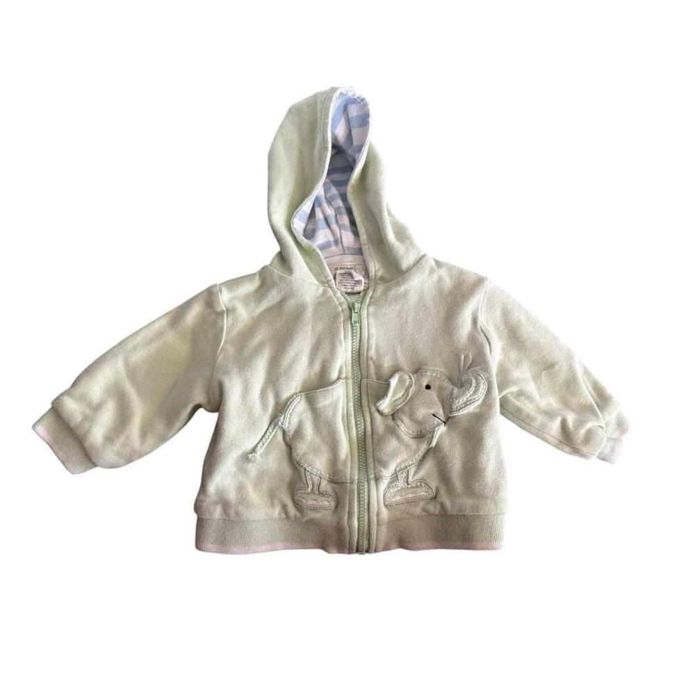 Baby Unisex Light Green Jacket‎ With Elephant 6-9 Months Messages From The Heart